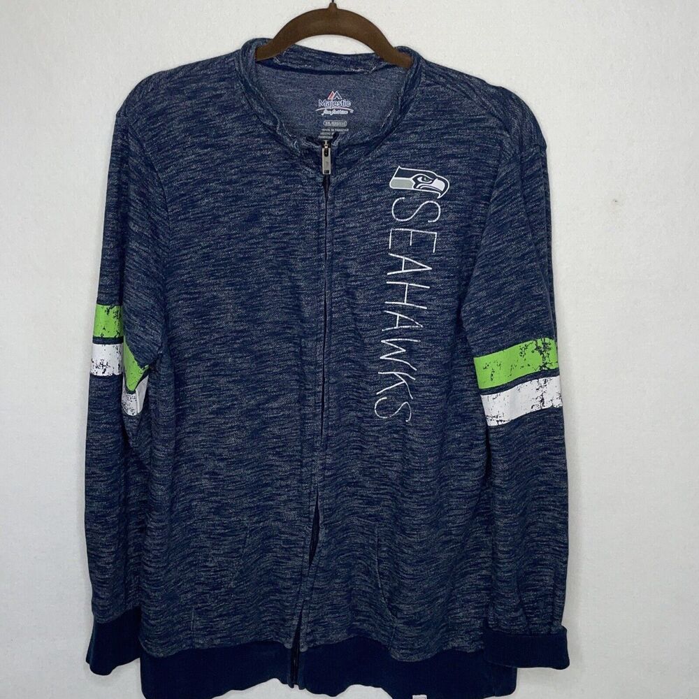 Seattle Seahawks NFL Majestic Men's Full Zip Lightweight Jacket Size XXL Mock